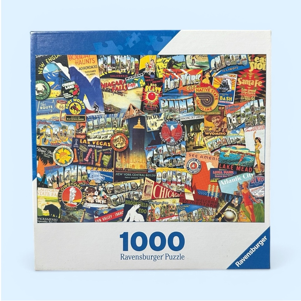 Ravensburger Road Trip USA 1000-Piece Puzzle Multicolor Vintage Travel Collage - Picture 2 of 5